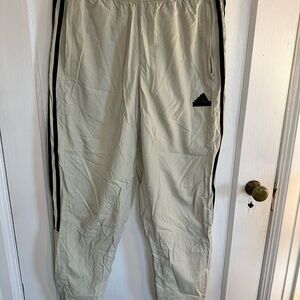 Adidas Men's Off-White Joggers with Black Stripes